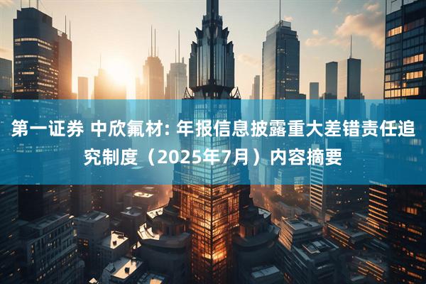 第一证券 中欣氟材: 年报信息披露重大差错责任追究制度（2025年7月）内容摘要
